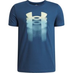 Under Armour UA Logo Blur Boys Short Sleeve Blue/Fade Green
