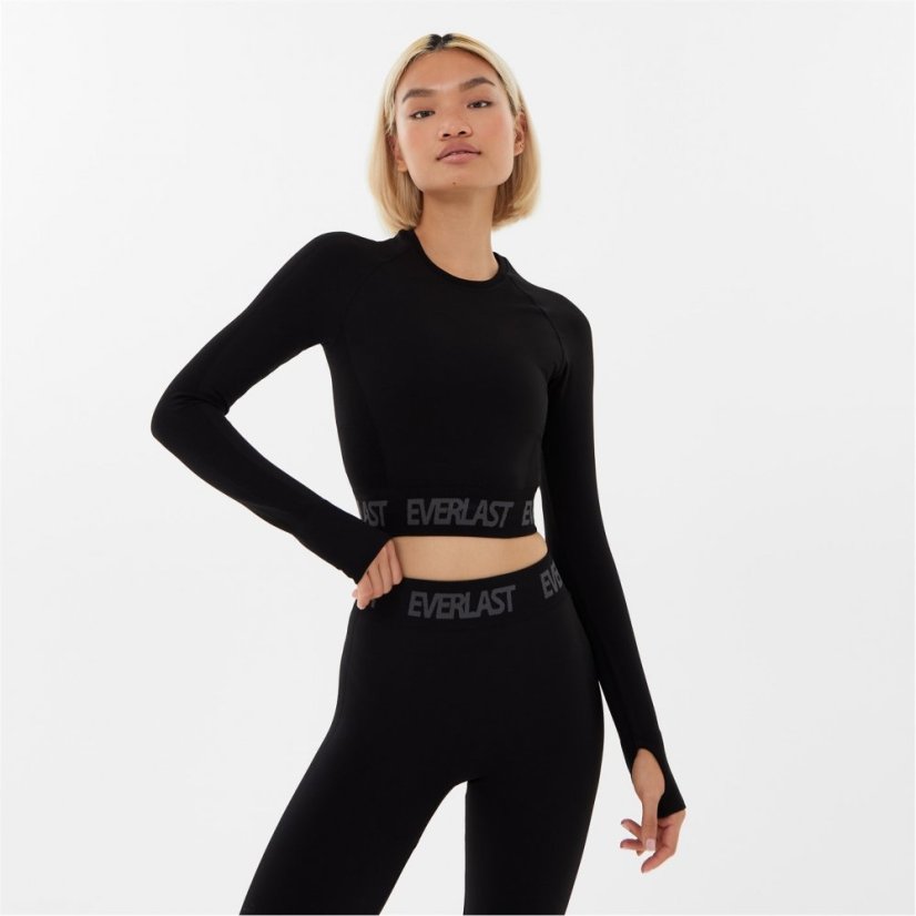 Everlast Seamless Long Sleeve Crop Top Womens Jet Black