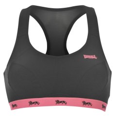 Lonsdale Crop Top Women Black/Fluo Pink