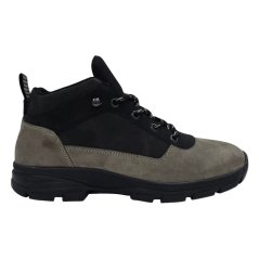 Firetrap Men's Delia Premium Leather Ankle Lace Up Hiker Rugged Boots Black/DK Grey