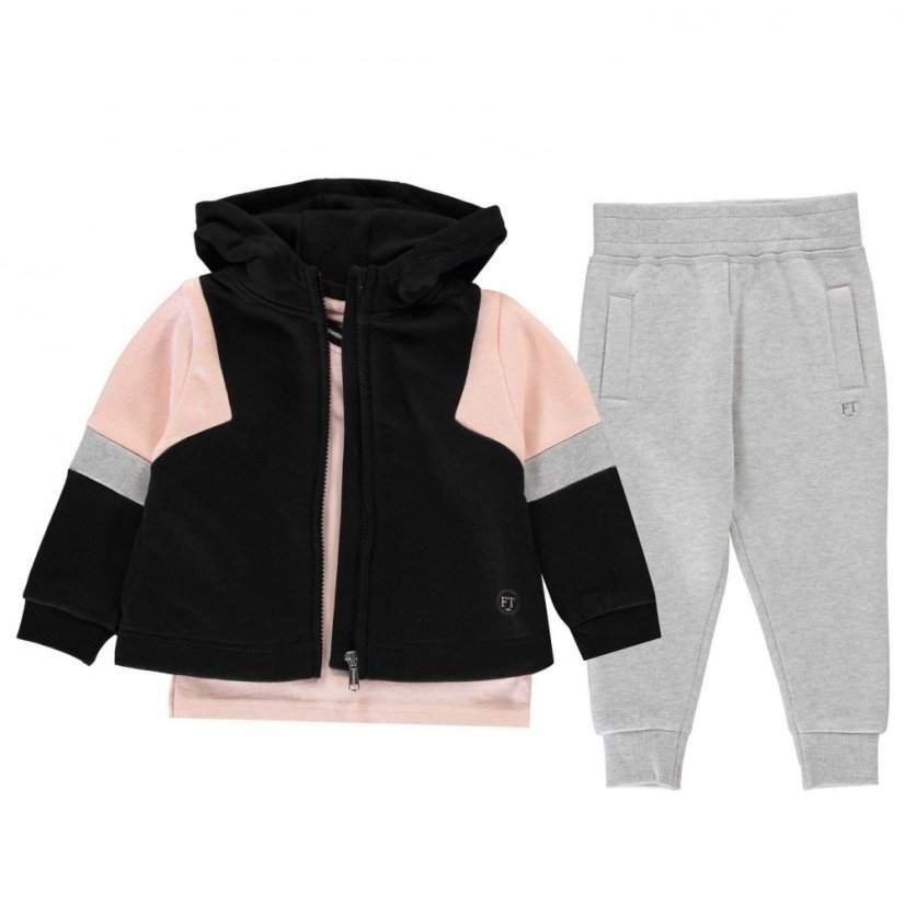 Firetrap 3 Piece Jogger Set Infant Girls Black/Grey