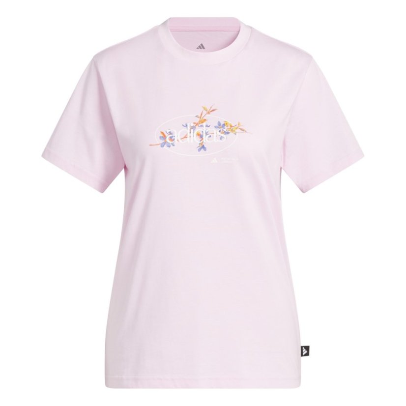 adidas Women's Elemental Floral T-Shirt Clear Pink