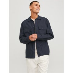 Jack and Jones Venice Linen Blend Long Sleeve Overshirt Black
