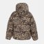 Firetrap Women's Quilted Detachable Hood Long Sleeve Oversized Fit Medium Puffer Jacket Leopard Print