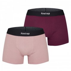Firetrap 2 Pack Boxer Shorts Burgundy / Pink