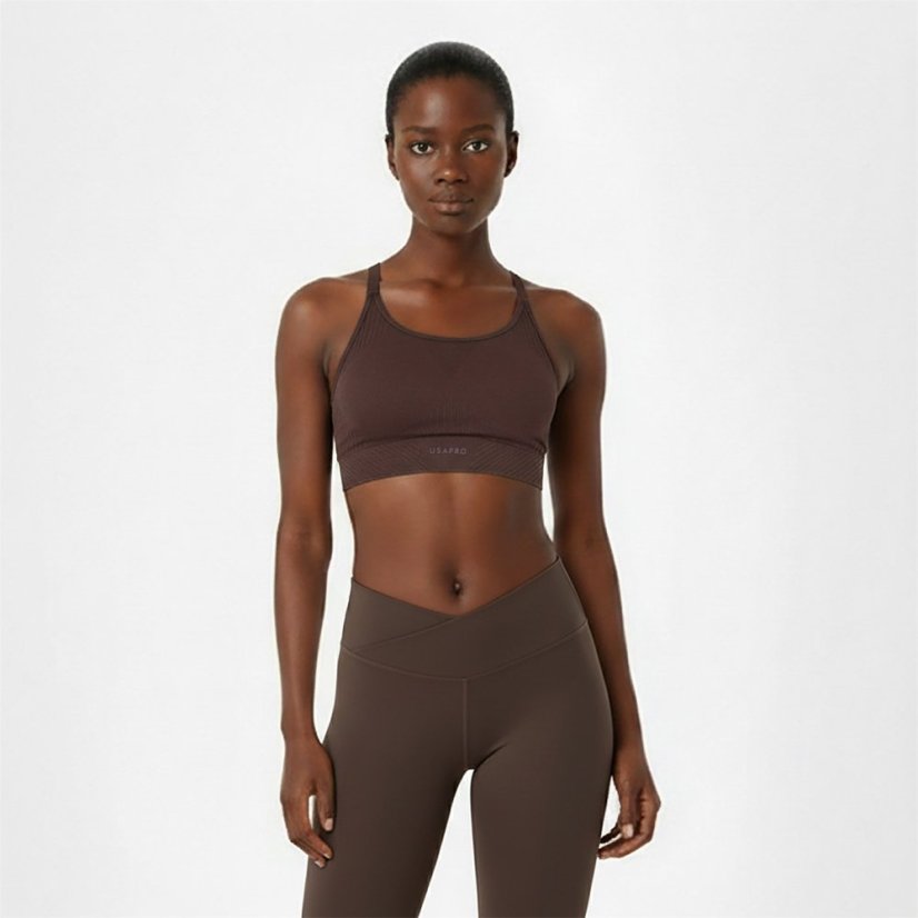 USA Pro UP Seamless Adjustable Sports Bra Espresso