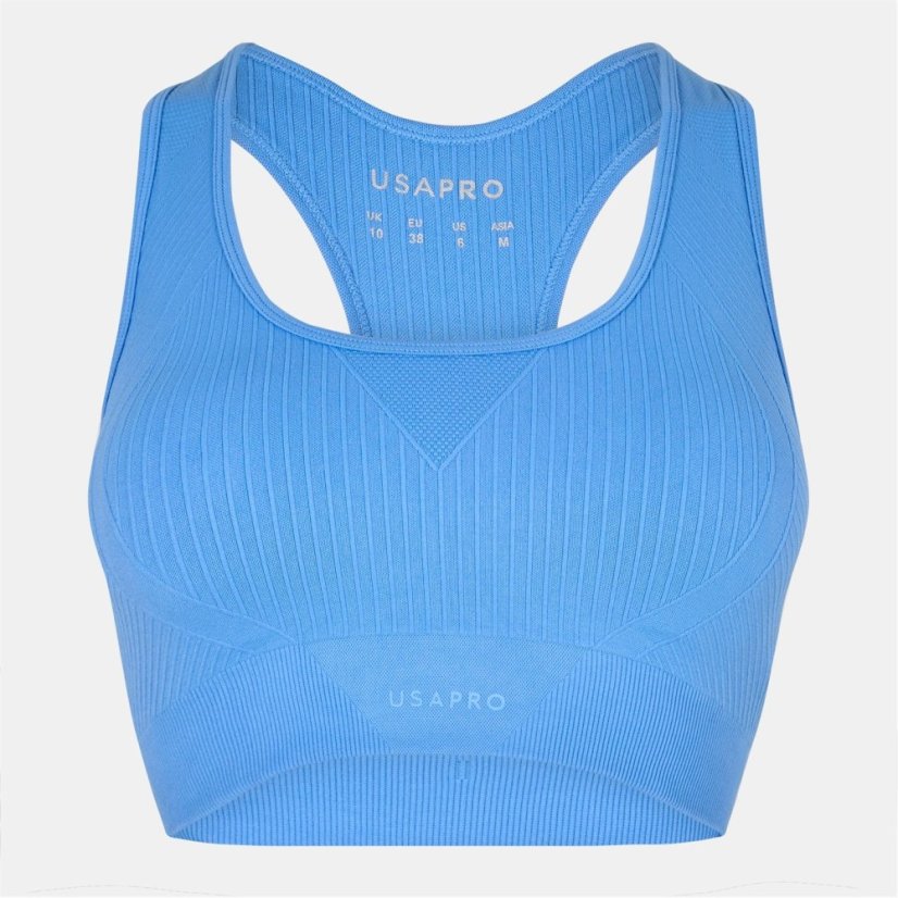 USA Pro UP Seamless Crop Sports Bra Bluebell