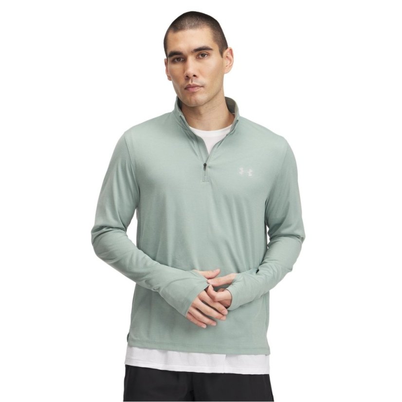 Under Armour Men's Launch 4 Zipped Long-Sleeve Performance Top Green