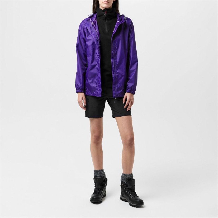 Gelert Womens Packaway Hooded Packable Waterproof Jacket Gelert Purple