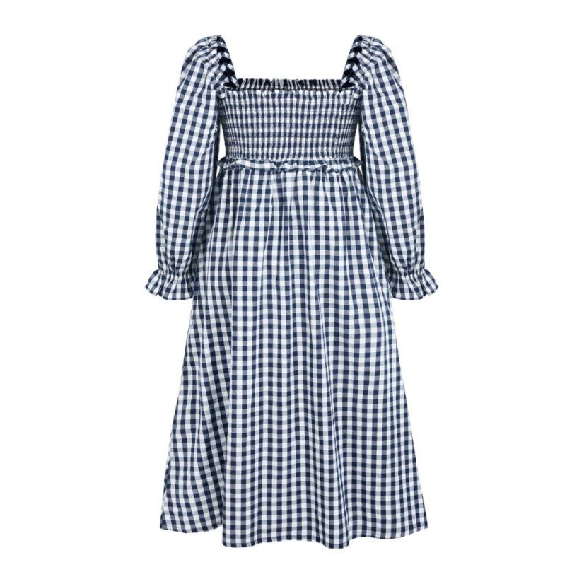 Miso Women's Check Milkmaid Dress Navy/White