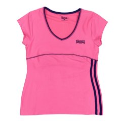 Lonsdale V Neck Support T Shirt Ladies WFPink/ElecPurp