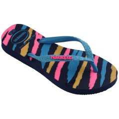 Havaianas Unisex Kids Slim Glitter Pink Flip Flops Navy Blue