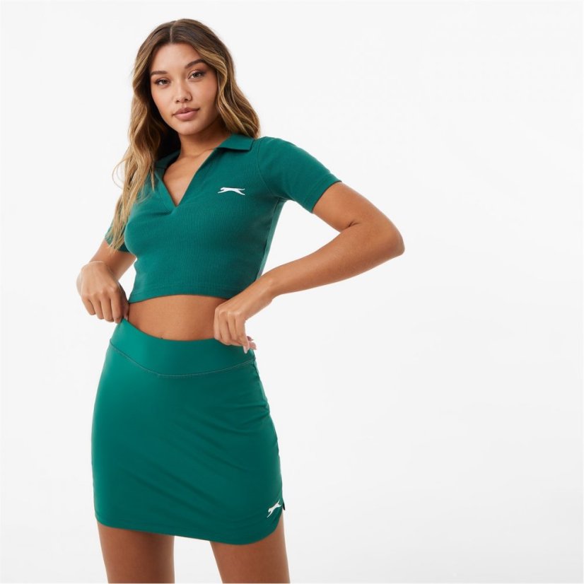 Slazenger ft. Wolfie Cindy Polo Crop Top Forest Green