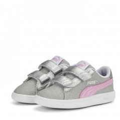 Puma v2 Glitz Glam Infant Trainers Silver/Pink