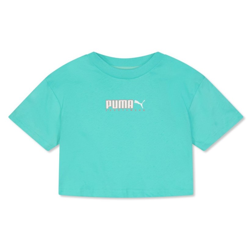 Puma Kids' Fleece Jogger Shorts Aqua