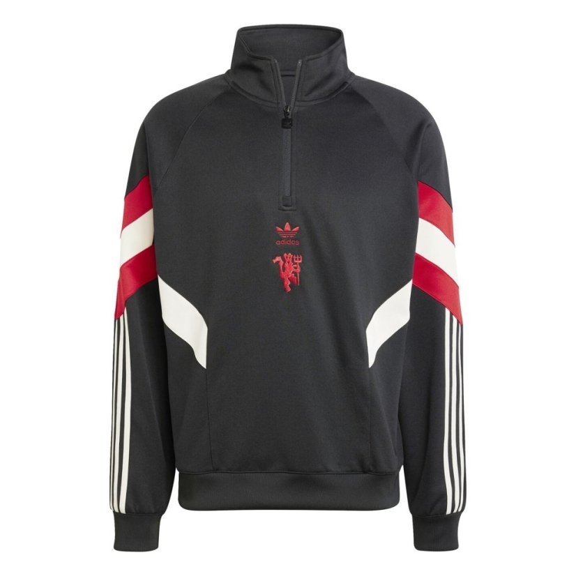 adidas Manchester United Originals Half-Zip Sweatshirt Adults Black/Red