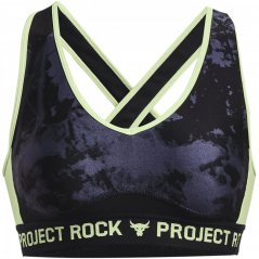 Under Armour Project Rock Crossback Printed Sports Bra Womens TemperedSteel