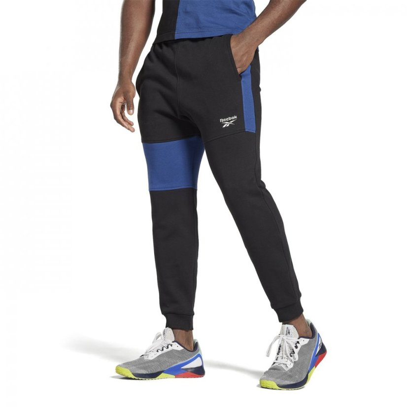 Reebok Panel Jogging Pants Mens Black/Blue