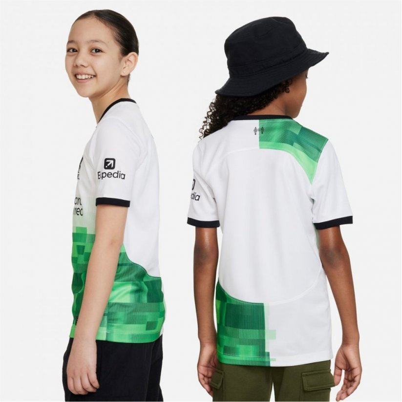 Nike Liverpool FC Away Shirt 2023 2024 Juniors White/Green