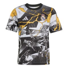 adidas Unisex Kids Real Madrid x Marvel Short Sleeve T-Shirt 2025 2026 White/Black