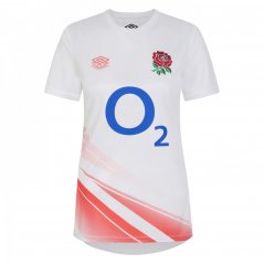 Umbro England Rugby Warm Up Shirt 2023 2024 Womens White/Coral