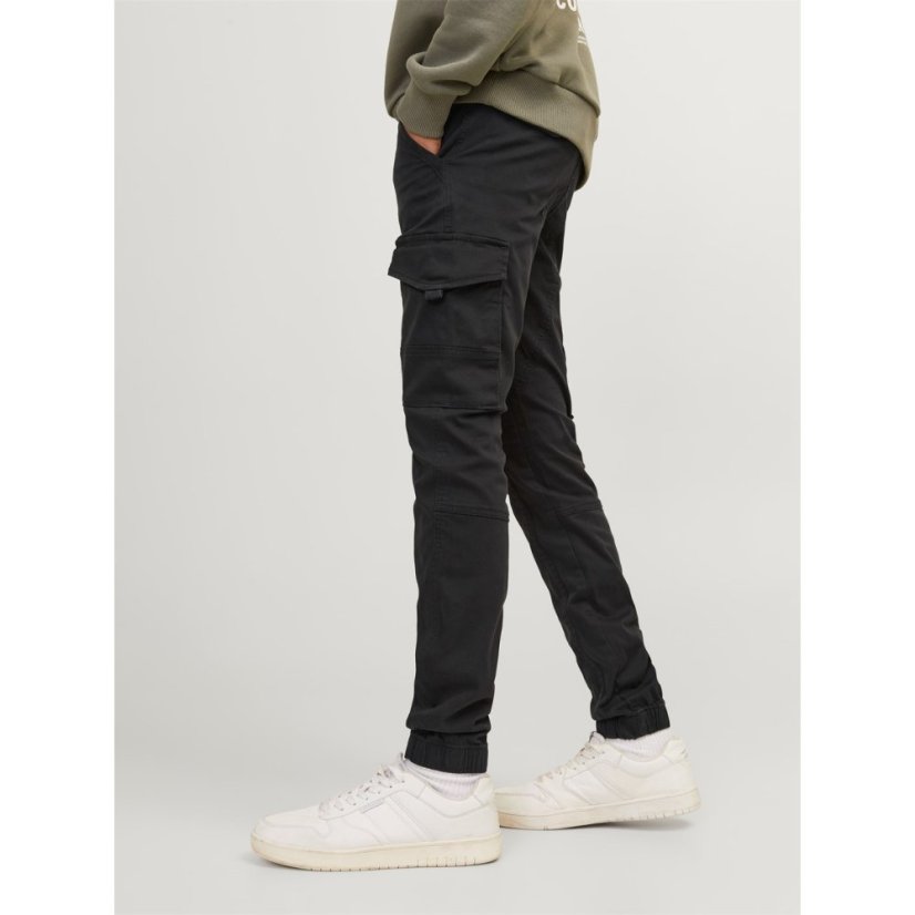 Jack and Jones Paul Flake Slim Stretch Cuffed Cargo Pants Junior Black