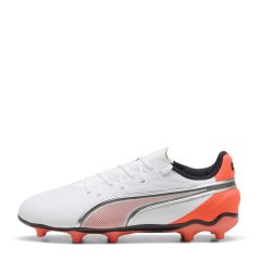 Puma Unisex Kids' King Match Firm Ground Football Boots WhGlRed BlkSil