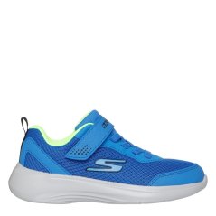 Skechers Lightweight Gore & Strap Sneaker Runners Boys Blue/Lime