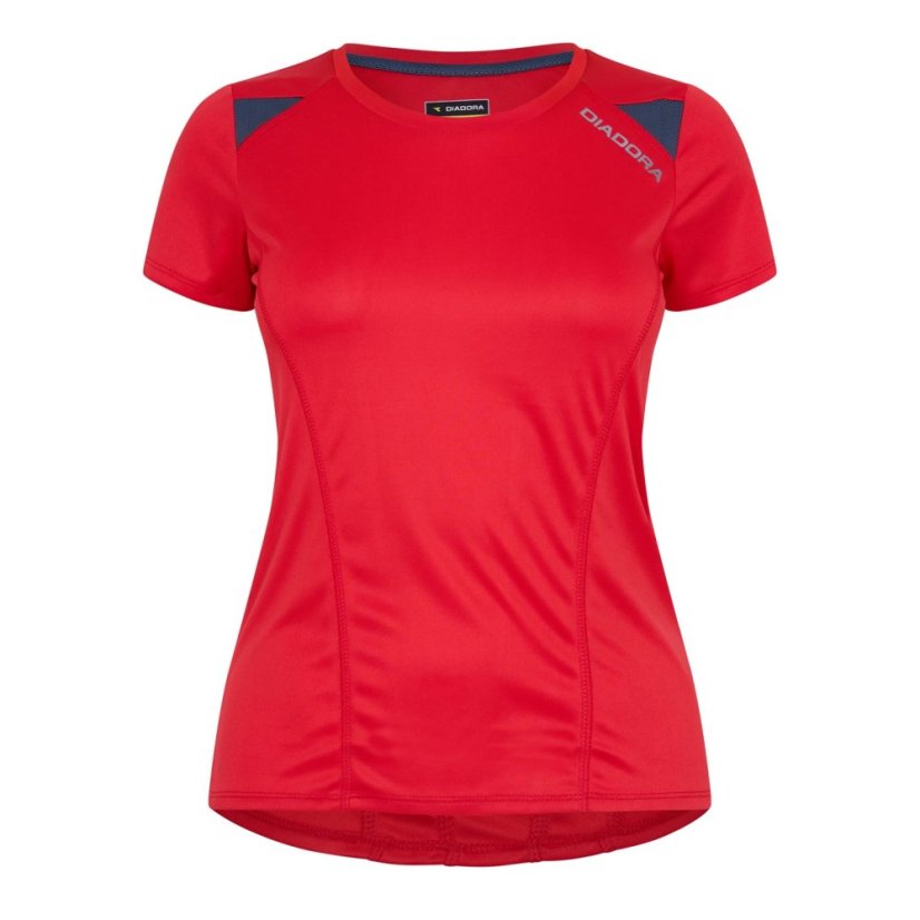 Diadora Women's Short Sleeve Performance Gym Top Tomato Red