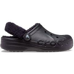 Crocs Women's Baya Lined Fuzz Strap Mule Slippers Black