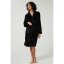 Linea Plain Fleece Dressing Gown Black