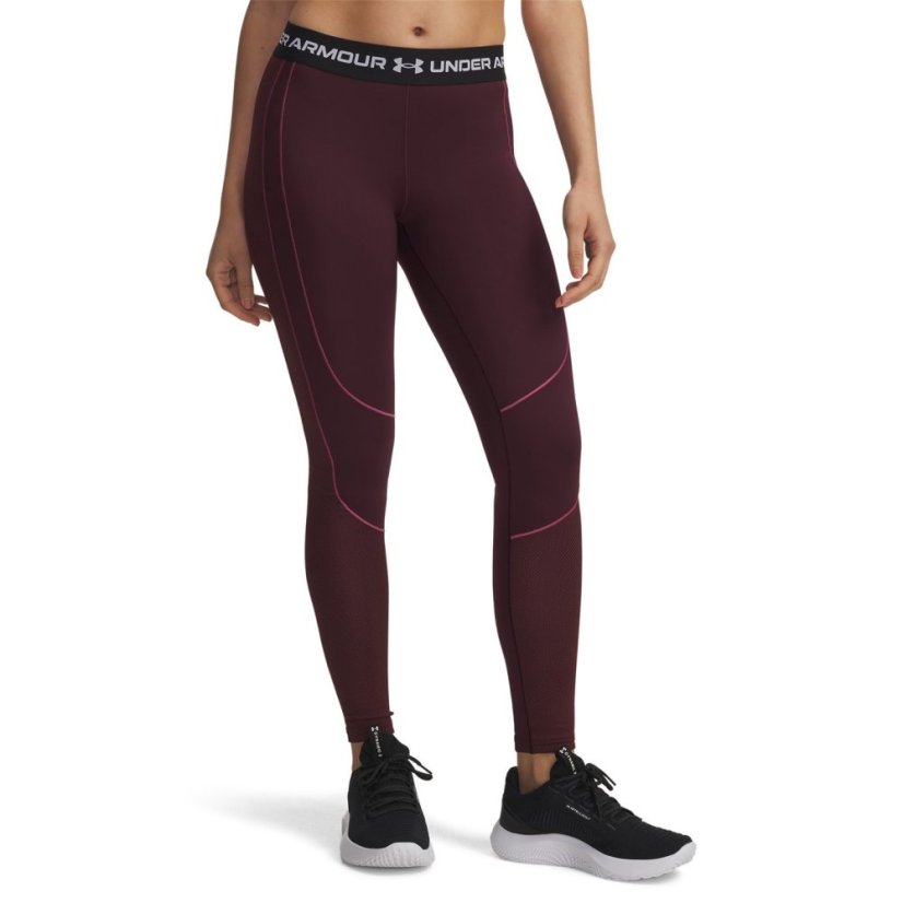 Under Armour Womens ColdGear® Textured Gym Legging Dark Maroon