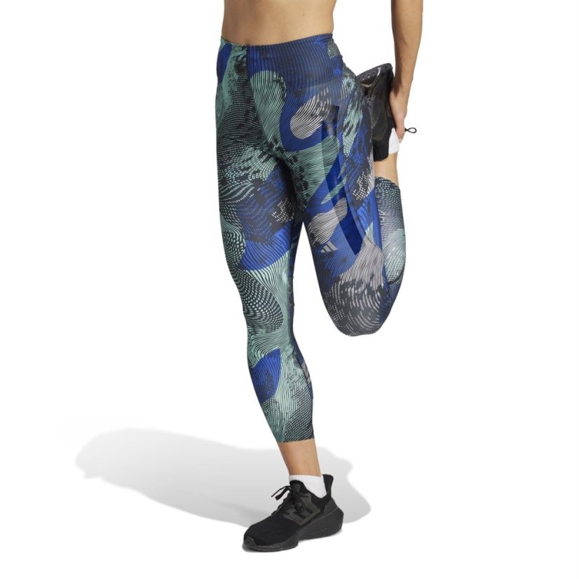 adidas Adizero Allover Print 7/8 Leggings Womens Black/Lucid