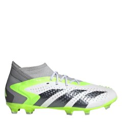 adidas Predator .1 Firm Ground Football Boots Junior Wht/Blk/Lemon