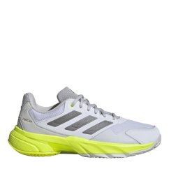 adidas Women's Courtjam Control 3 Clay Court Tennis Shoes White/Met/Lemon