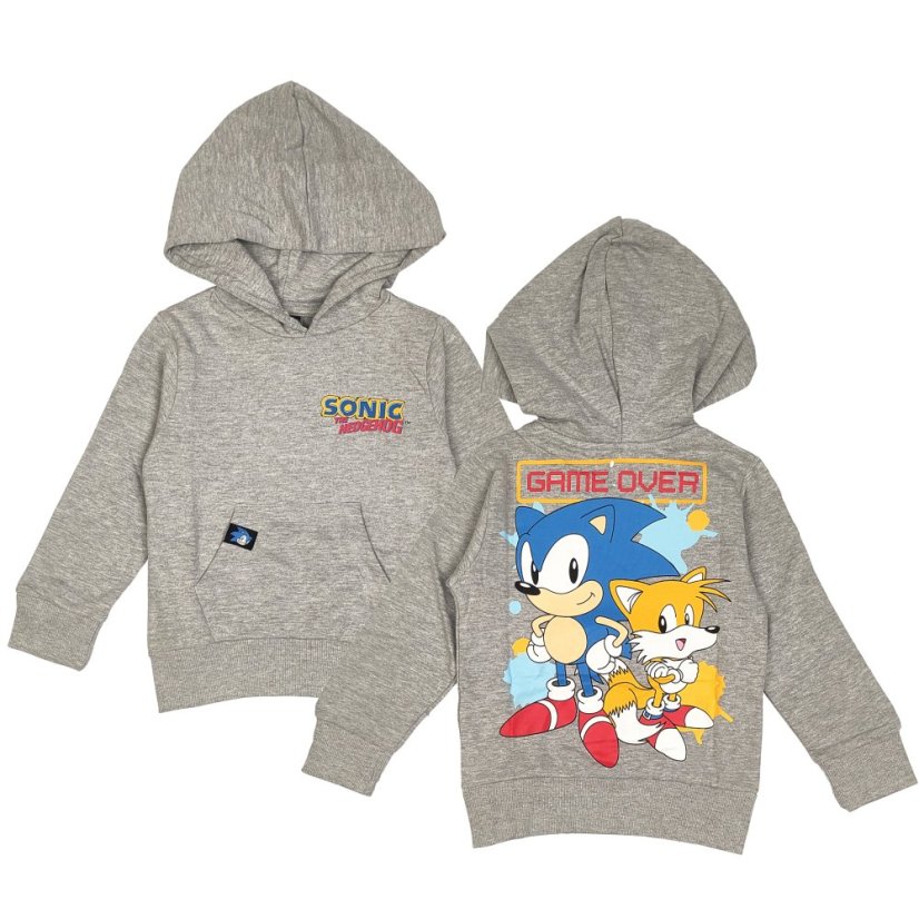 Detská mikina Ježko Sonic - Game Over - Grey