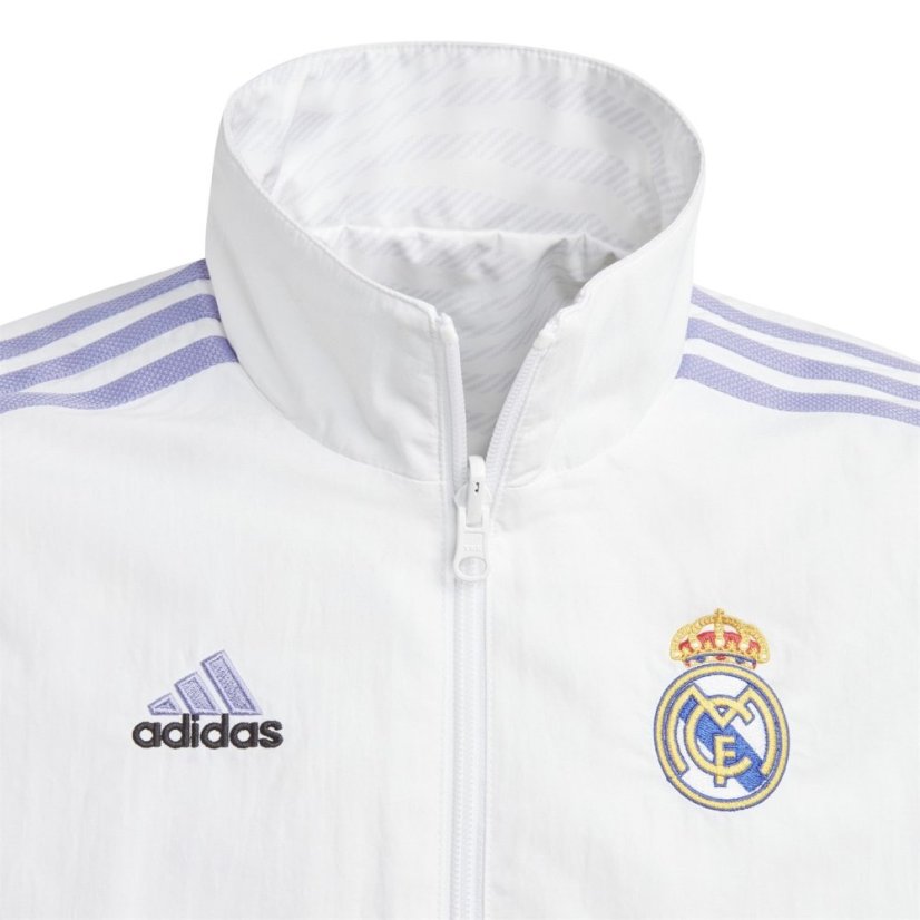 adidas Real Madrid Anthem Jacket Kids Tracksuit Top Boys White