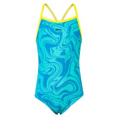 Slazenger Mesh Back Swimsuit Juniors Blue/Yellow