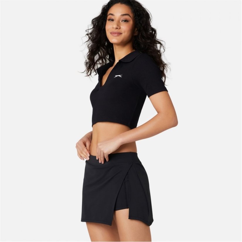 Slazenger Cropped Polo Top Black