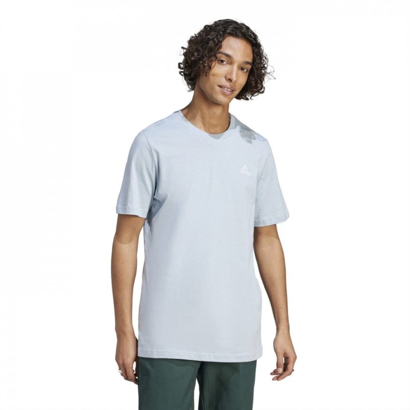 adidas Essentials Single Jersey Linear Embroidered Logo pánské tričko Wonder Blue SL
