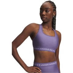 Under Armour Women's Crossback Medium Impact Sports Bra Purple Luxe