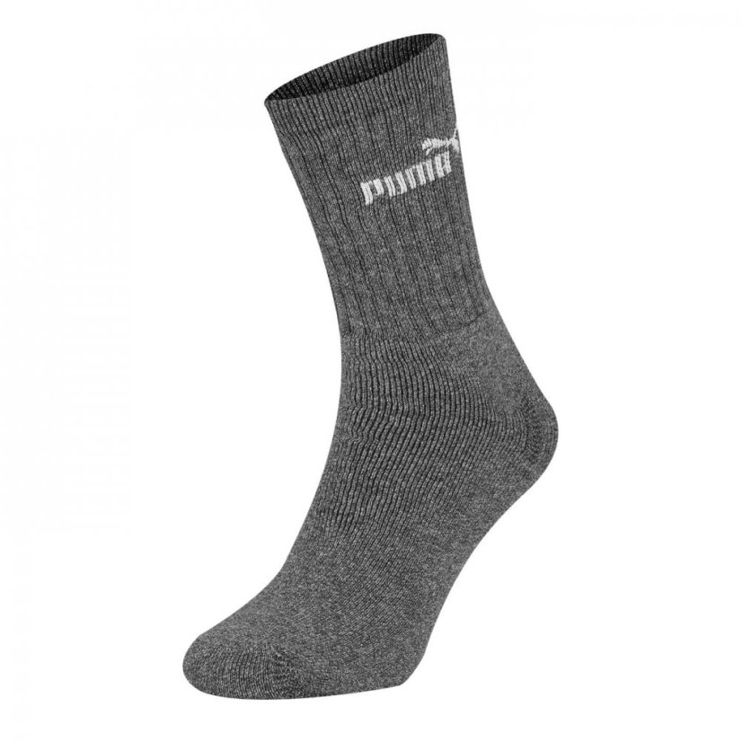 Puma 3 Pack Crew Socks Mens Anthracite/Grey