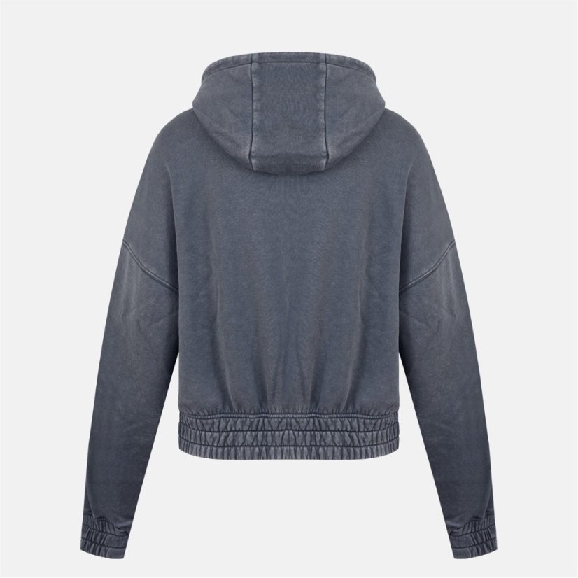 Firetrap Women's Washed ZT Cotton Long Sleeve Zip Hoodie Grey