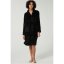 Linea Plain Fleece Dressing Gown Black