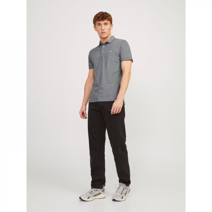 Jack and Jones Paulos Tipped Pique Short Sleeve Polo Shirt Anthracite