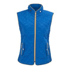 Miso Women's Stand Collar Full Zip Hip Length Gilet Blue