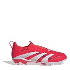 adidas Predator 3 Childrens Laceless Firm Ground Football Boots Red/White