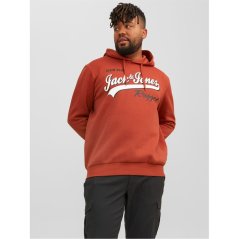 Jack and Jones Logo Hoodie Mens Plus Size Cinnabar