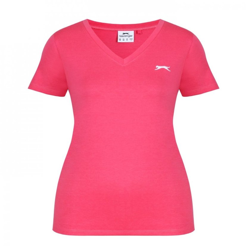 Slazenger V Neck T Shirt Ladies Brt Pink
