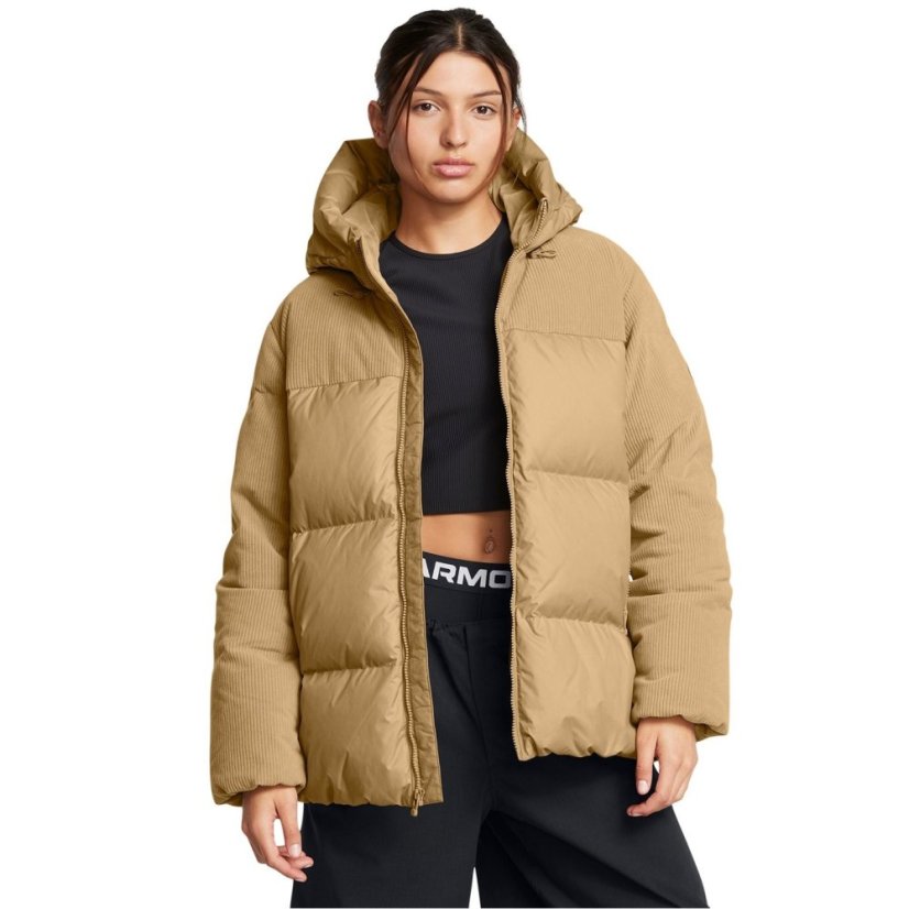 Under Armour Women's Limitless Cord Quilted Heavyweight Puffer Jacket Brown